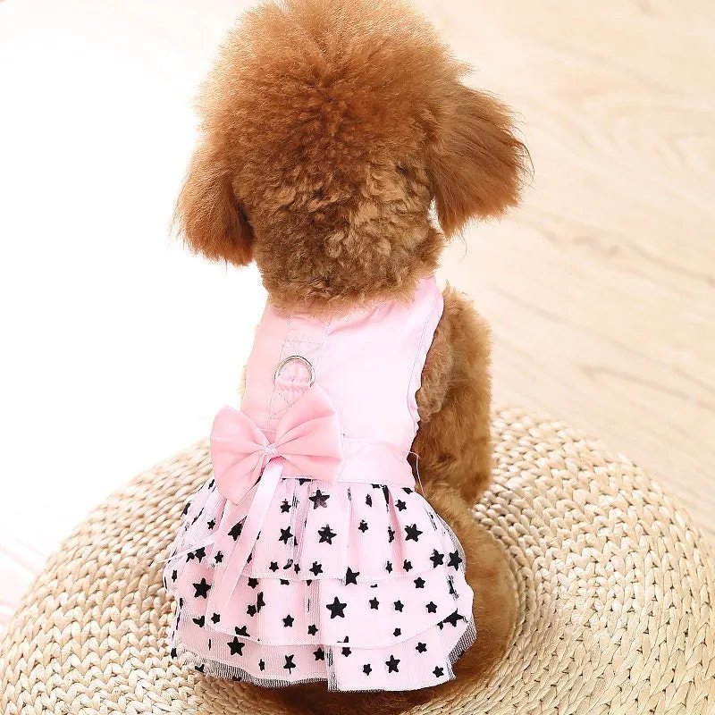 Star Mesh Back Bow Pet Dress with Hook