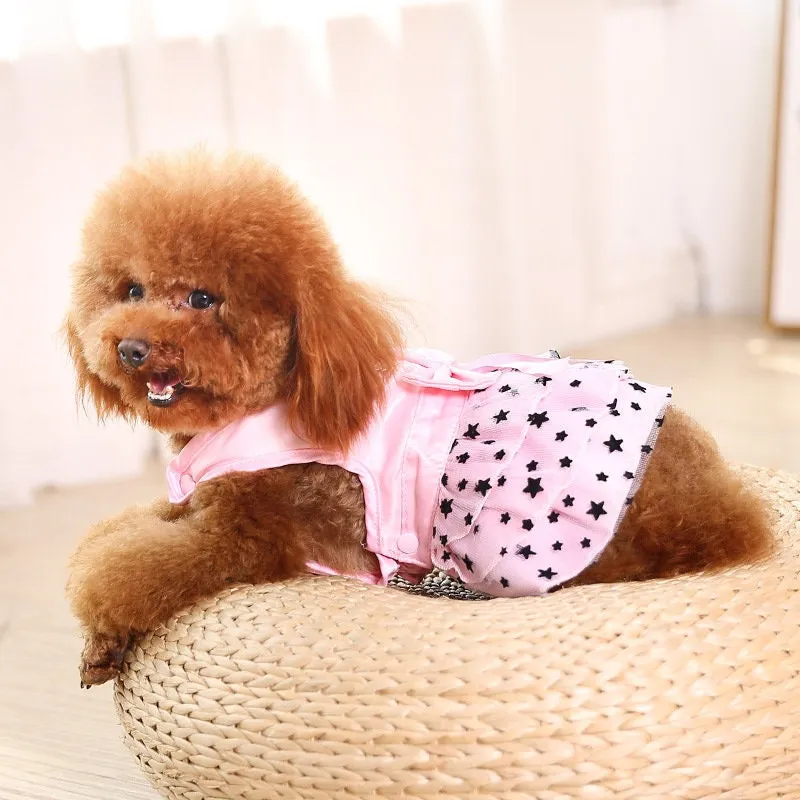 Star Mesh Back Bow Pet Dress with Hook