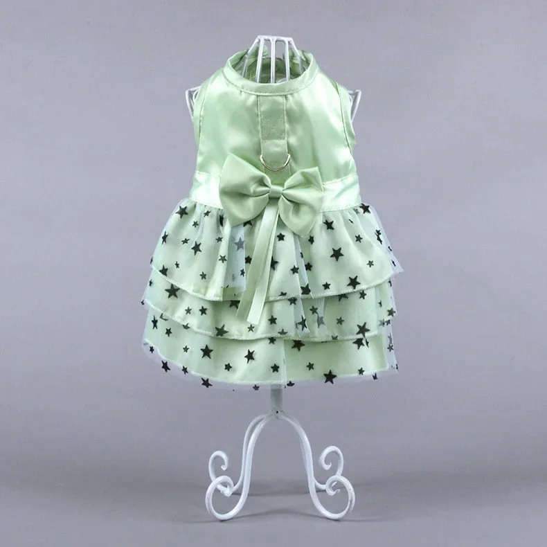 Star Mesh Back Bow Pet Dress with Hook