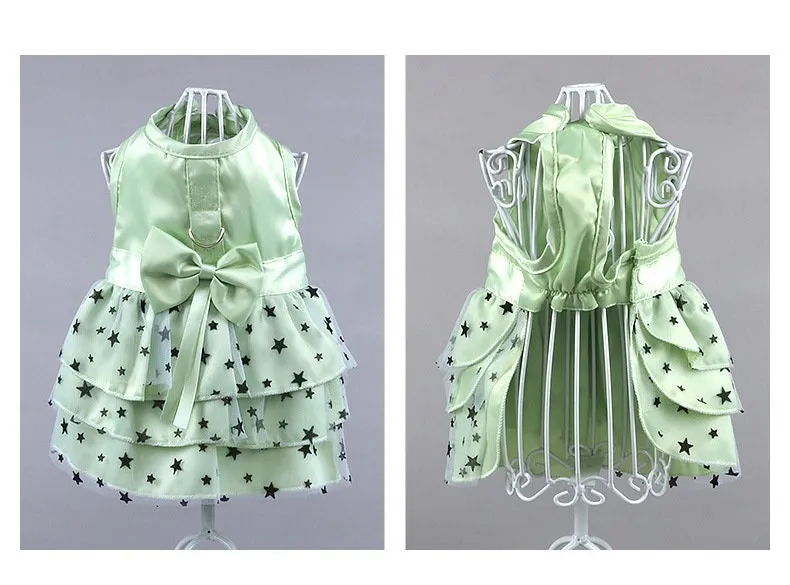 Star Mesh Back Bow Pet Dress with Hook