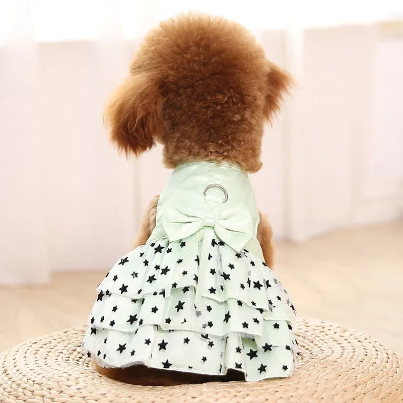 Star Mesh Back Bow Pet Dress with Hook