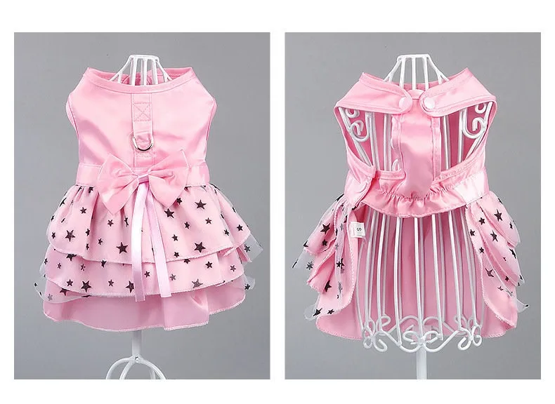 Star Mesh Back Bow Pet Dress with Hook