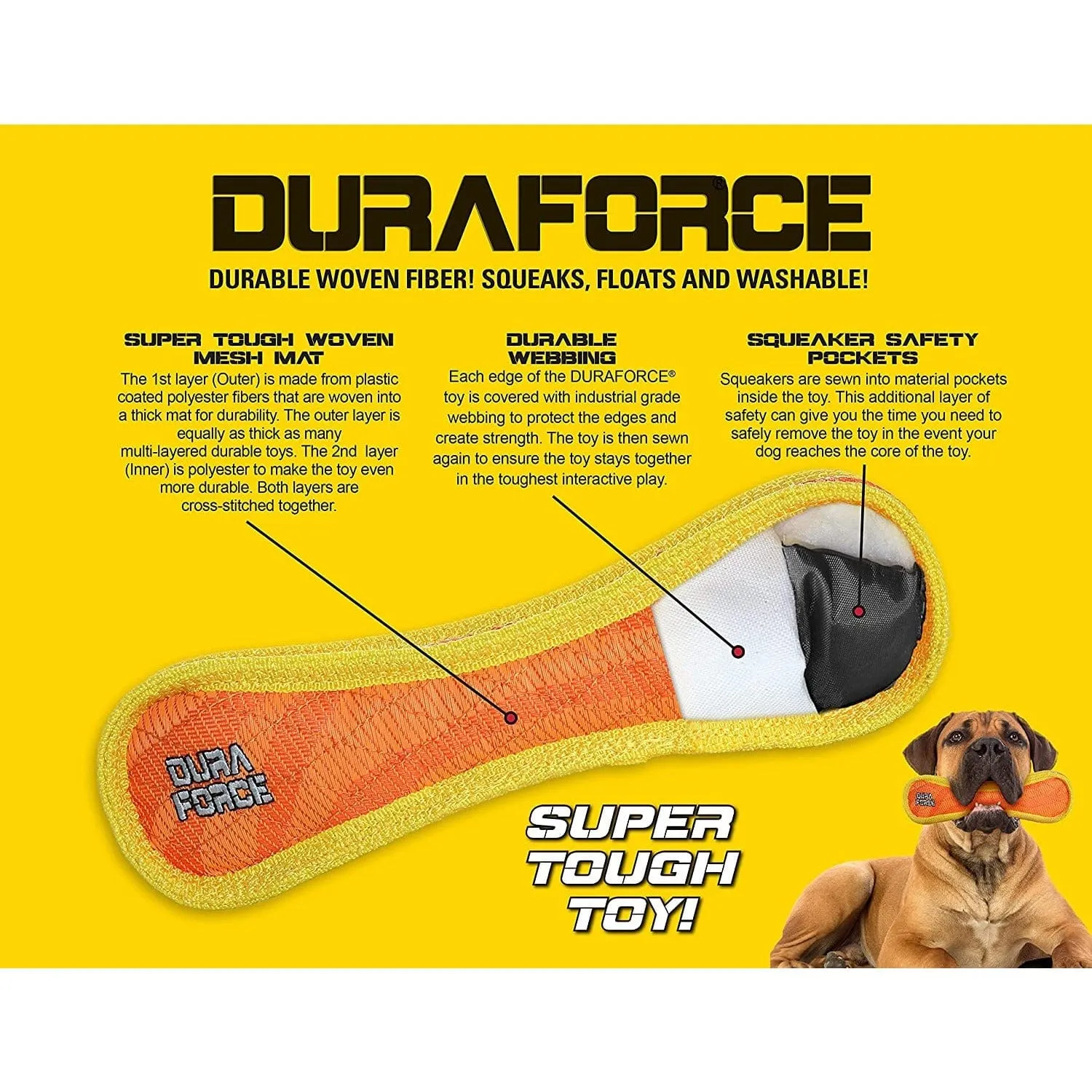 Tuffy DuraForce Lizard Orange Plush Dog Toy