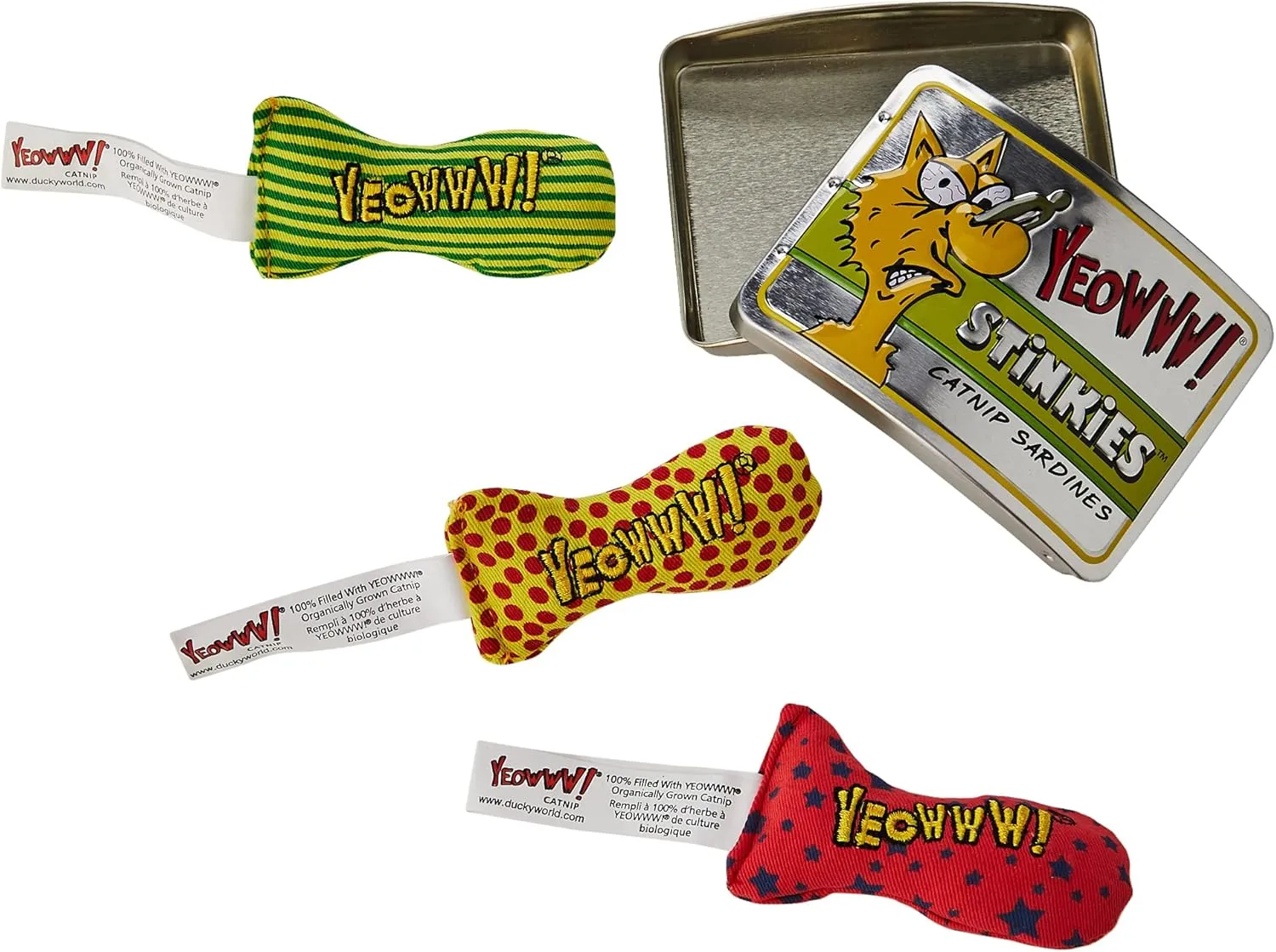 Yeowww! Stinkies Catnip Sardines Cat Toys 3", 3-count
