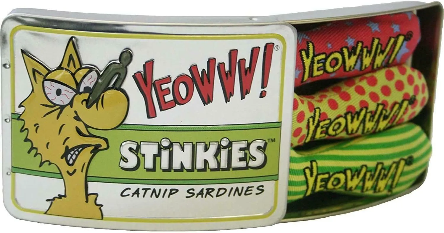 Yeowww! Stinkies Catnip Sardines Cat Toys 3", 3-count
